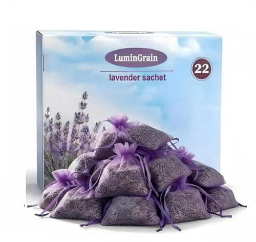 Lavender Sachet Bags, 100% Natural French Potpourri Dried Lavender Sachets for Drawers and Closets, Strong Smell Fragrance Fresh Scents Home