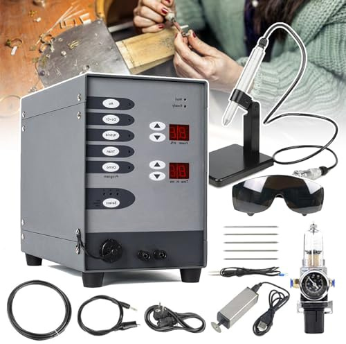 HTDRE Saldatrice a Punti Multifunzione Professionale da 100 W | Saldatrice TIG Digitale Automatica | per riparazioni permanenti di Gioielli Fai da Te e Saldatura di Pezzi di ferramenta