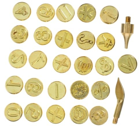 NUOBESTY 2sets Lettere per Pirografia in Ottone Kit di Strumenti per Incisione su Legno Pelle e Carta con Punte Alfabeto per Marchiatura Design Compatto per Artigianato Fai da Te