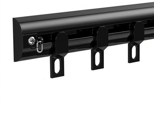 Bastoni per tende neri per installazione a soffitto e parete, robusti pali per tende in alluminio, per soggiorno, camera da letto, bagno, divisori (4,2 m, 3 x 1,40 m)