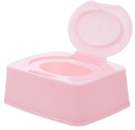 Toyvian Staubdichte Feuchttücherbox mit Klappdeckel Kompakte Tragbare Aufbewahrungsbox für Kosmetiktücher Praktische Einhandentnahme Niedliches Rosa Design für Zuhause Reise und Frauen