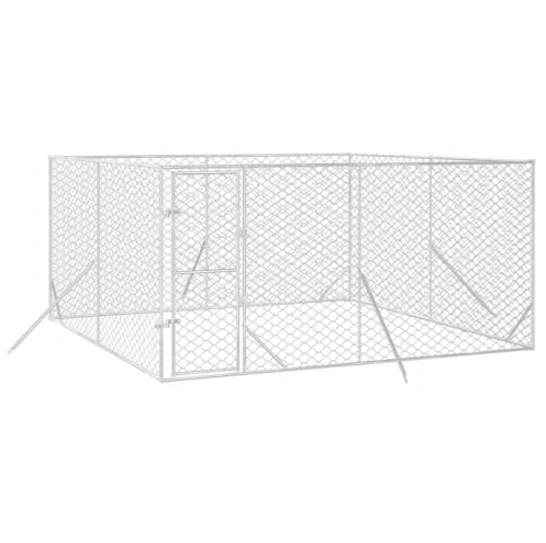 Chenil Extérieur pour Chien Métal, Chenil d'extérieur Enclos Niche Cage pour Chien argenté 4x4x2 m Acier galvanisé