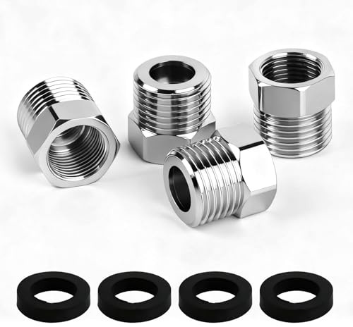 4 Stück Reduzieradapter 1/2 auf 3/8 Zoll, 1/2 auf 3/8 Adapter, Edelstahl Stecknippel Gewindefitting Reduziernippel Außengewinde x Innengewinde für industrielle Anwendung, Rohre, Wasser