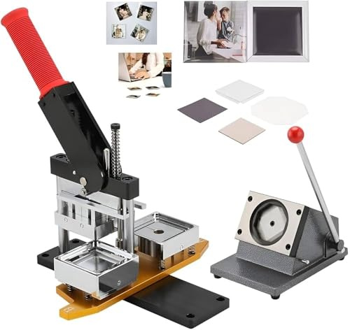 Photo Magnet and Badge Maker Kit with Consumables and Paper Cutter for DIY Craft Projects