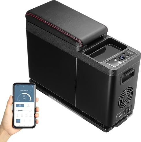 8L Kompressor Kühlbox Auto, Mini Kühlschrank Mittelkonsole mit Gefrierfach -15°C bis 20°C, APP Steuerung, Auto Kühlschrank 12V/24V & 230V mit Wireless Charging für Auto LKW Boot Wohnmobil Camping