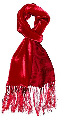 LORENZO CANA – lyxig herr aftonhalsduk Double Face röd – framsida sammet av siden – ryggstöd blommigt mönster i damvävd 30 cm x 200 cm – 8909311