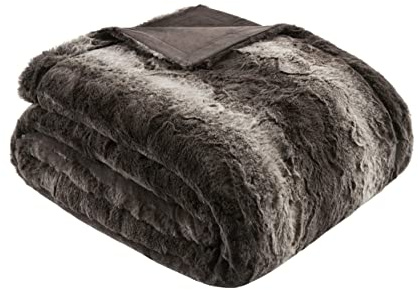 Madison Park Zuri Faux Fur Reversible Throw Blanket, 50 x 60 in, Brown