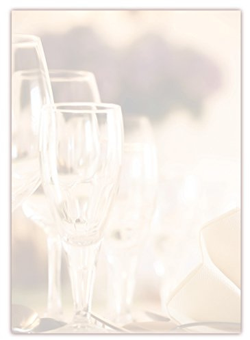 Motiv Briefpapier (Gastro-5041, DIN A4, 25 Blatt). Einseitig bedrucktes Briefpapier, sehr gut beschreibbar, Motivpapier für alle Drucker/Kopierer geeignet Motiv Gastronomie Restaurant Gläser Glas Sekt