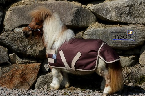 Tysons Breeches Regendecke Minipony Shetty Minishetty Braun/Beige 600 D nur Klett Outdoordecke Ponydecke 60 65 70 75 80 85 90 95 100 cm ohne Feste Schnallen