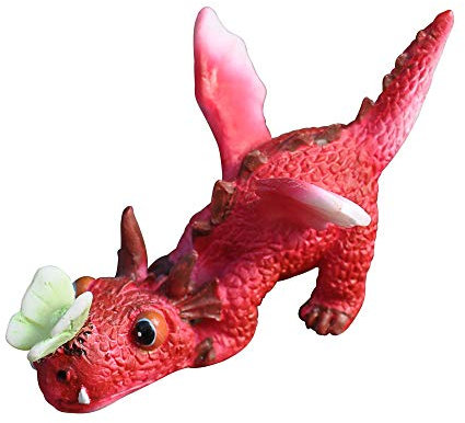 Top Collection Miniatur-Fairy Garden und Terrarium Mini Red Dragon Spielen mit Schmetterling Figur