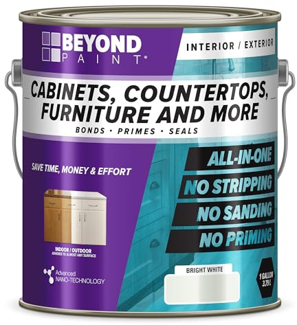 Beyond Paint Furniture, Cabinets and More All-in-one Refinishing Paint Gallon, No Stripping, Sanding or Priming Needed, Bright White, 3.79 Litre (BP24)