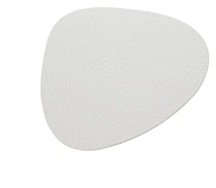 LIND DNA Glasuntersetzer Leder Mat Curve 11x13 cm Bull Weiss