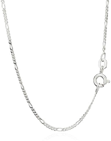 NKlaus Figarokette Halskette dünn 925 Sterlingsilber Silber Diamantiert 1,5mm