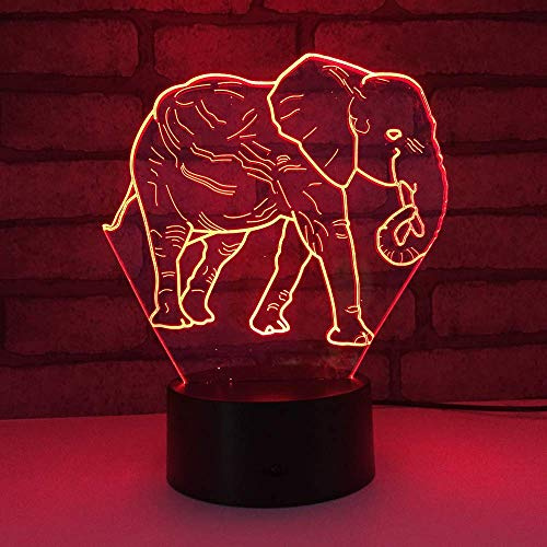 HPBN8 Ltd Kreative 3D Elefant Nacht Licht Lampe USB Power 7 Farben Amazing Optical Illusion 3D LED Lampe Formen Kinder Schlafzimmer Geburtstag Weihnachten Geschenke