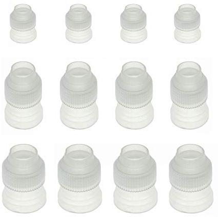 Kupplungen Adapter für Spritzbeutel, Düse und Zuckerguss, 12 Stück, Rohrspitzen, S/M/L, Kunststoff
