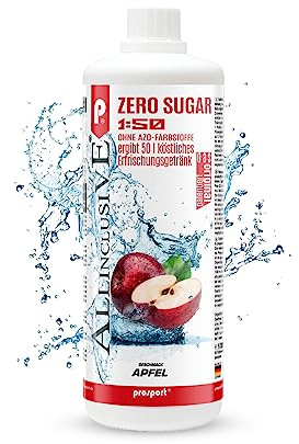 Prosport Allinclusive® Apfel 1000ml – ZERO SUGAR Sirup mit Vitaminen – Premium Getränkekonzentrat 1:50 – Ohne Aspartam & Azofarbstoffe – Perfekt für Wassersprudler