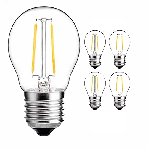 Chao Zan 2W Nicht Dimmbar E27 LED Glühbirne,G45 Vintage LED,Warmweiß 2700K,180 Lumen,AC 220V 230V 360 ° Flimmerfrei Birnen Klarglasbirne im Filamentstil für Pendelleuchte Tischleuchte