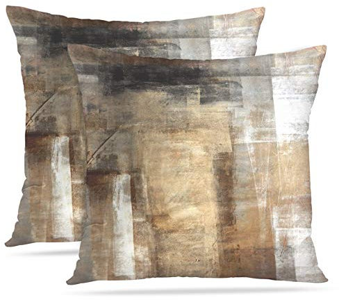 Britimes Decorative Throw Pillow Covers Cushion Case for Couch Sofa 20x20 Inch Taupe Brown Beige Pack of 2