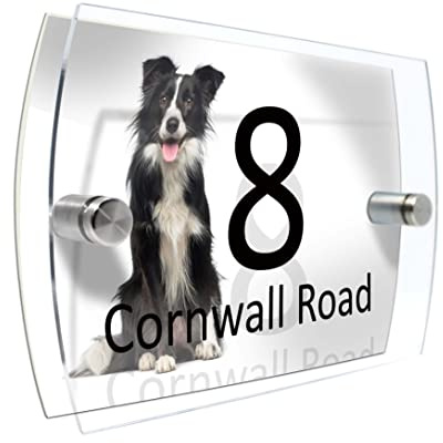 Personalised House Number Sign for Dog Lovers (Border Collie)