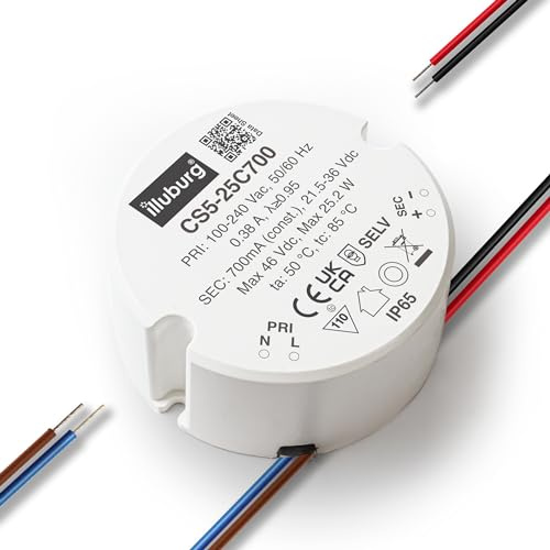 illuburg Transformateur LED Étanche IP65 700mA Courant Constant 16W - 25W LED Bloc d'Alimentation Driver