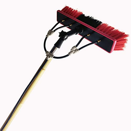 Ddasam 2-in-1 Teleskopstange mit 5-Flächen-Bürste und Fensterwischer– Fensterputzer längenverstellbar – 3.6m – Fensterreiniger für Sonnenkollektoren - Interner Wasserschlauch,Fensterputzer