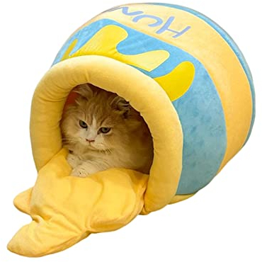 BYYLECL Mignon lit pour chat en forme de pot de miel pour animal domestique, lit universel confortable pour petit chat, chien Bleu