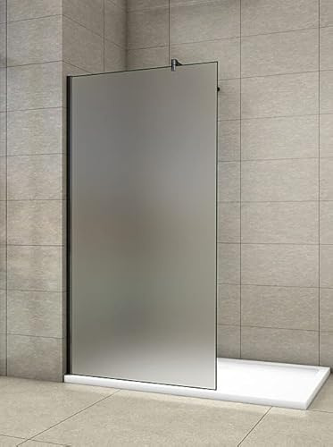 Aica Sanitär Walk in Dusche 90cm Duschabtrennung Duschwand 10mm Milchglas mit Glasschutzfolie H.200cm