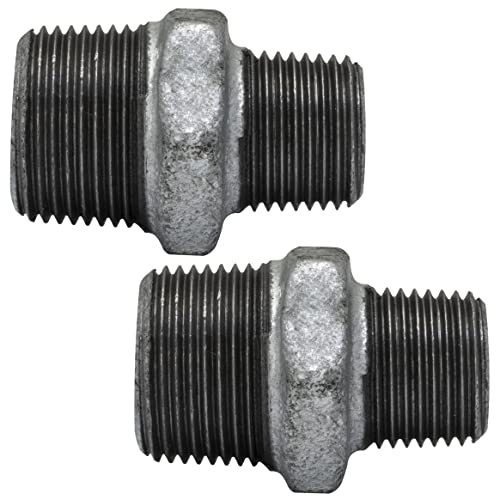 AERZETIX - Juego de 2 Reducciones Macho-Macho 3/4'' x 1/2 Galvanizado - en Hierro Fundido - Racor de Tubo Rosca para Atornillar - Fontanería-Calefacción Manguito Instalación Agua Potable
