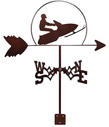 Wetterfahne Schneemobil Motorrad Windrichtungsanzeiger Wetterfahne Edelstahl Wetterhahn mit Anti-Rost-Beschichtung Gartenpflock Art Decor für Outdoor Bracket Decor Craft
