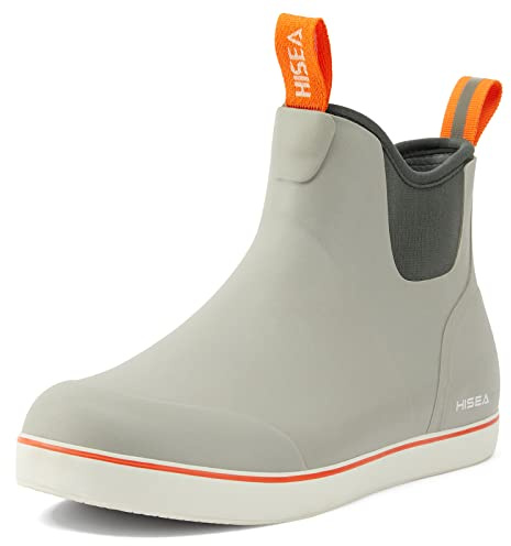 HISEA Women's Ankle Rain Boots, Rubber Fishing Deck Boots, Garden Boots for Women Waterproof, Grey Size 8