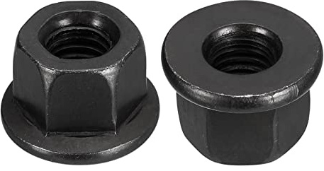 QUARKZMAN 2uds M10 Brida Hexagonal Tuercas de Bloqueo Grado 12.9 | Hex Brida Tuercas, Carbono Acero, Negro Óxido Acabado, para Maquinaria