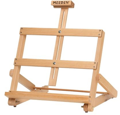 MEEDEN Chevalet de table robuste avec cadre en H : chevalet de bureau réglable pour peinture - Chevalet portable en bois de hêtre pour artiste - Peut contenir une toile jusqu'à 50,8 cm de haut