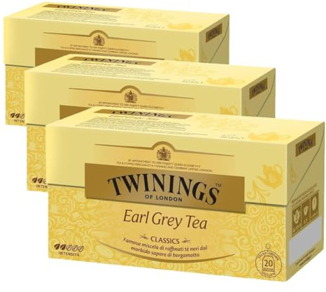 Twinings Té Earl Grey, 20 sobres (Paquete de 3)