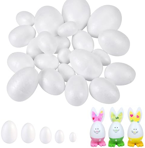 QIUMING 100PCS uova di polistirolo in 5 Misure Uova di Pasqua in Polistirolo Palle di Polistirolo da Decorare Sfere Di Polistirolo Sfere Di Polistirolo per Progetti di Artigianato Fai Te (Bianca)