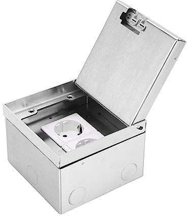Boden-Steckdosenleiste, Versenkte Steckdosenleiste mit 2 Steckdosen, Versteckte Elektrische Anschlussbox mit Wasserdichter Edelstahlabdeckung, Steckdosen-Steckdose für Büro, Hotel