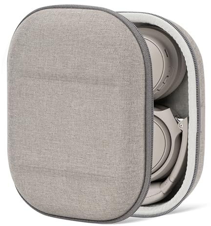 Geekria Shield Headphones Case Compatible with Bose QC Ultra II, QC Ultra, QC 45, QC 35 II, QC 25, QC 2, QC SE, Replacement Hard Shell Travel Carrying Bag with Cable Storage (Light Brown)