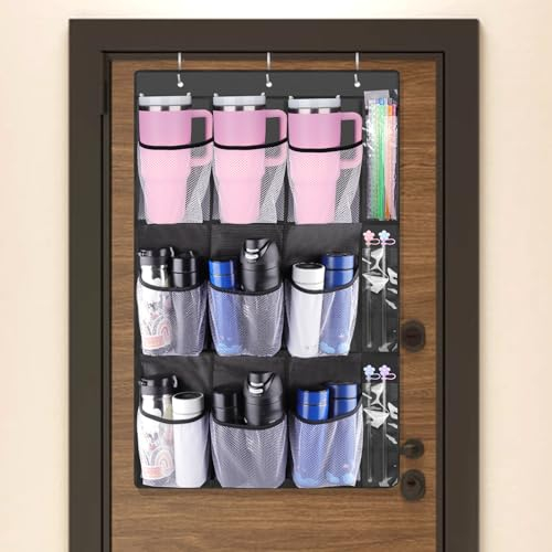 AIERSA Tumbler Organizer for Stanley 30 40 oz Cups with Handle, Cup Holder with Big Pockets for Big Water Bottles, Over the Door Tumbler Holder, Kitchen Cabinets Organizers Accessories