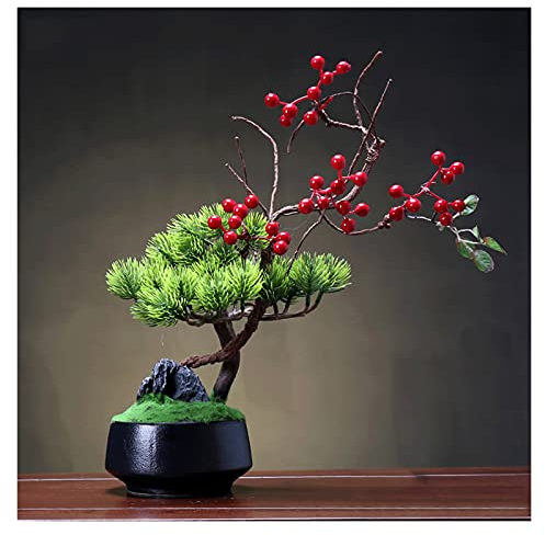 Künstlicher Bonsai-Baum Künstlicher Bonsai-Baum, 45,7 cm große künstliche Zimmerpflanzen im Topf, schöne Kiefern-Bonsai-Pflanze, for die Dekoration auf dem Schreibtisch Bonsai Kunstpflanze ( Color : A