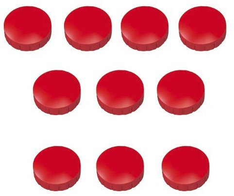 Magnete Papiertiger Ø 24mm, Haftmagnete für Whiteboard, Kühlschrankmagnet, Magnettafel, Magnetwand, Magnet Rund (Rot, 24mm | 10er Pack)