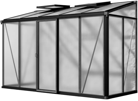 GFP Serre adossée Flora 25 - Panneaux en Polycarbonate d'env. 16 mm - 324x132 cm - Aluminium