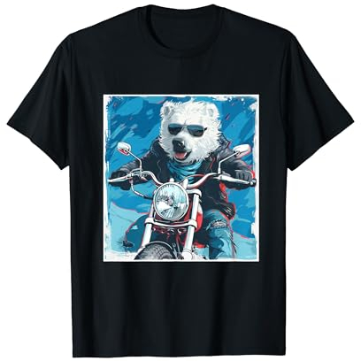 3.Bär ,Motorrad biker Rocker Moped Motorroller Eisbär T-Shirt