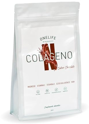 ONE LIFE BY NIIEVES FIT Monodosis 30 Unidades – Péptidos de Colágeno Marino Hidrolizado Sabor Chocolate – con Ácido Hialurónico, MSM, Magnesio, Vitamina C y D – Sin Gluten, Azúcar, GMO