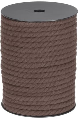 sourcing map Baumwollseil, 3 Stränge, gedreht, geflochtenes Seil, dunkelbraun, 40 m, 8 mm Durchmesser, für Wandbehang, Pflanzenaufhänger, Stricken, Makramee-Knoten