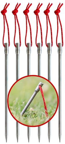 Haringboer® Titan Bodenanker 16,5cm - 8 Stück Zeltheringe - Ultraleichte, Starke Titanium Zelt Heringe - 15 Gramm pro Erdanker für Harte steinige Böden - Erdnagel inklusive Zugband & Heringsbeutel