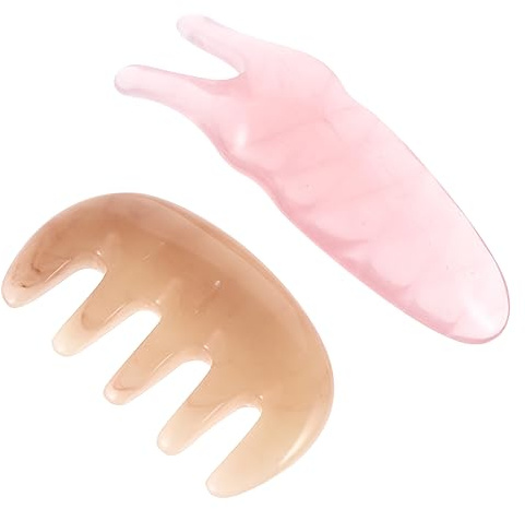 IWOWHERO Peine y Penetración de Productos para Masaje de Cabeza Masajeador de Resina Rosa Herramienta Multifuncional y Elasticidad Cutánea 2 Piezas para Cuidado