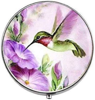 Boîte à pilules en verre avec colibri