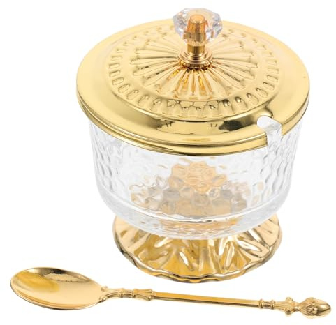 TOPPERFUN Pot à Nourriture Verre Transparent Avec Couvercle Pot à Épices Récepteur à Sucre Pour Cuisine Salle à Manger
