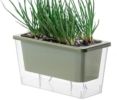 Vasi rettangolari autoirriganti in plastica moderna con serbatoio d'acqua, ideali per erbe e fiori, vasi da fiori autoirriganti per davanzale, balcone e cucina