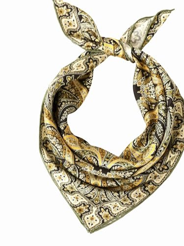 Prettystern Handrullad dam herr unisex 100 % siden bandana nicki halsduk sommar liten sidenscarf, 69b Etnisk Paisley-mix, 53/53 cm, 14mm spessore, laminato a mano