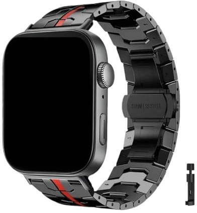 Metallarmband for Huawei Watch Fit4 Pro justerbart armband for Huawei Watch Fit 3 4 rostfritt stålarmband(Black-Red-B,For Fit 3)